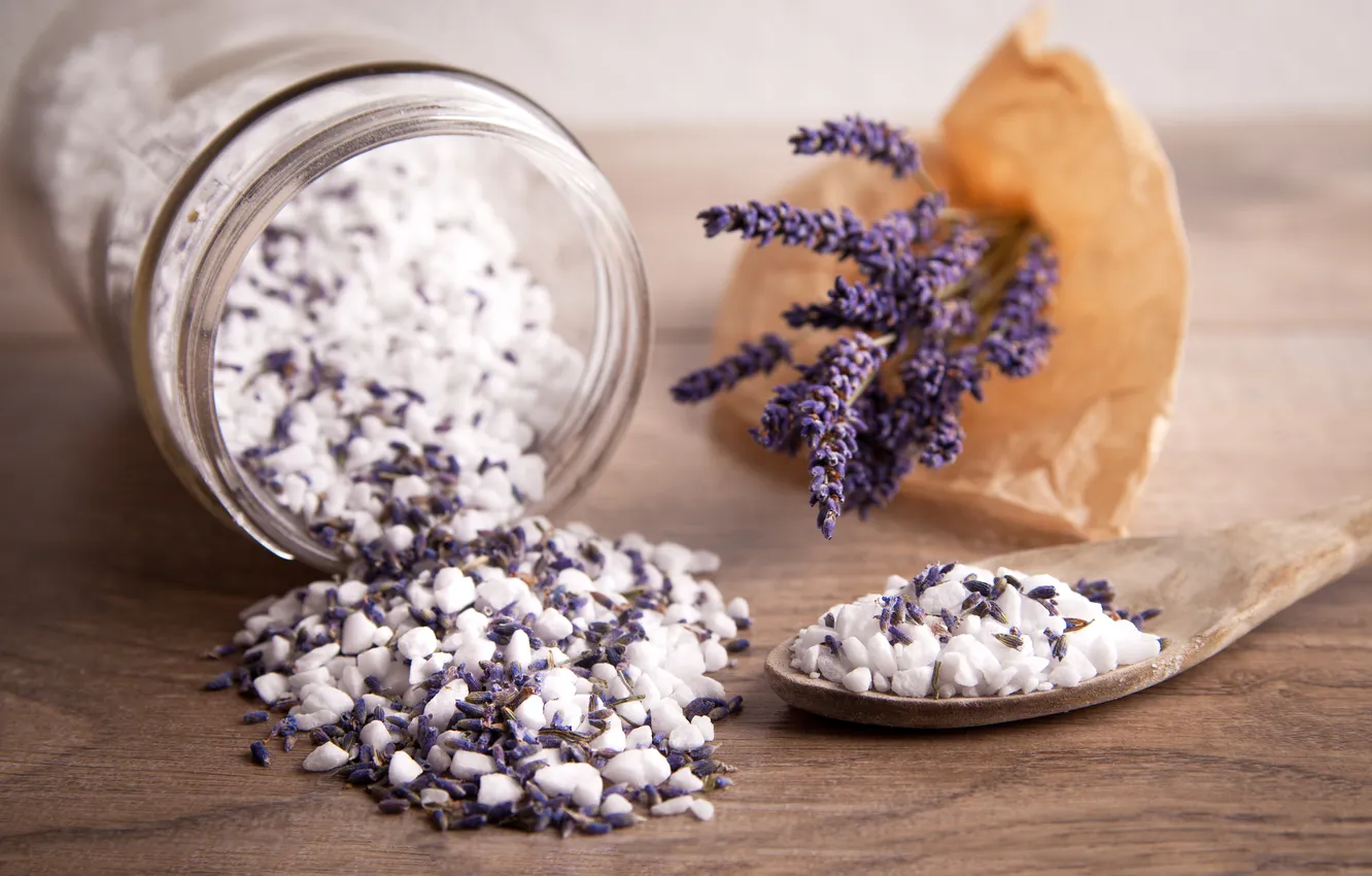 Photo wallpaper flowers, lavender, sea salt