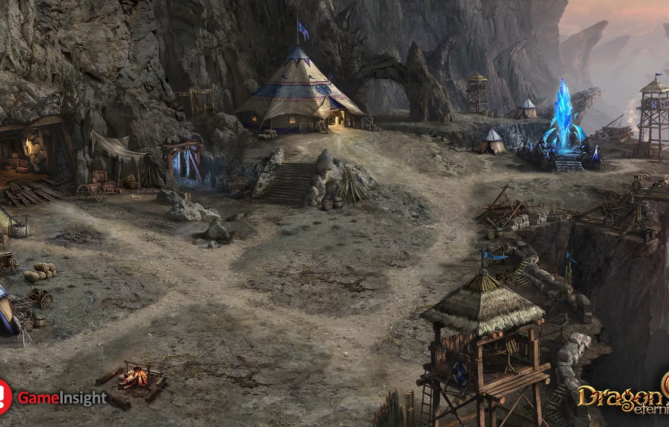 Photo wallpaper tower, crystals, Dragon Eternity, tent, vaalor knoss camp