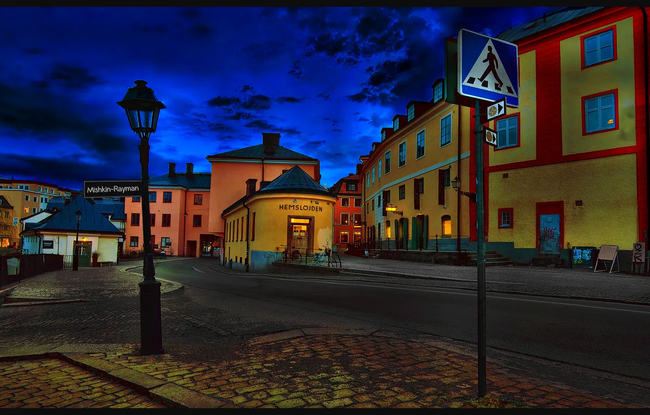Photo wallpaper city, the city, street, the evening, Sweden, Sweden, evening, Uppsala