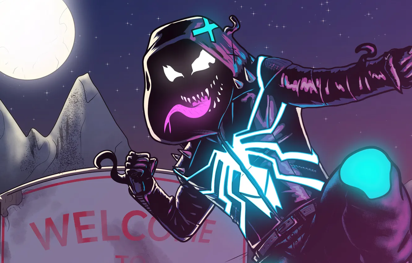 Photo wallpaper art, Spider-Man, Venom, Superhero, neon venom