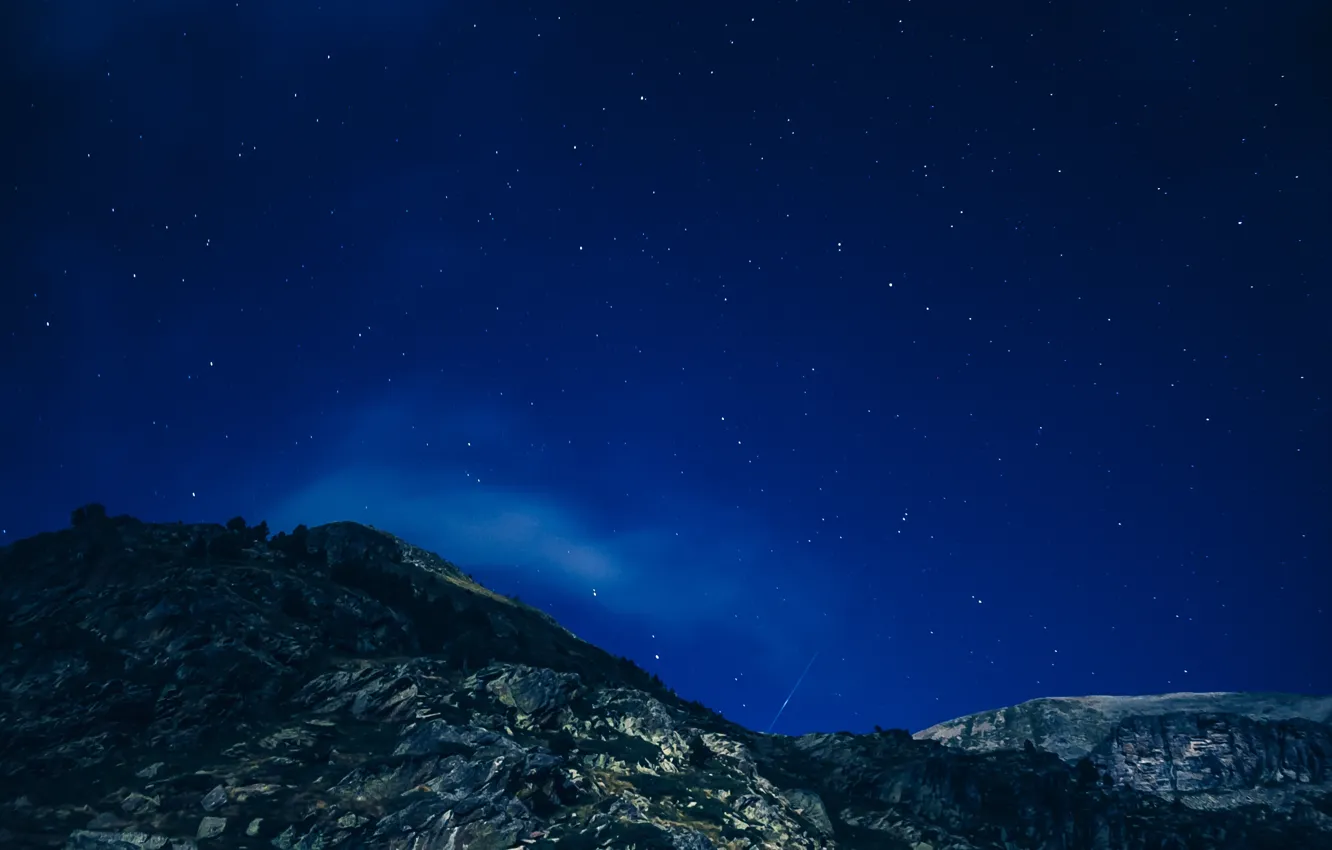 Photo wallpaper space, sky, nature, clouds, mountain, stars, cosmos, night photography