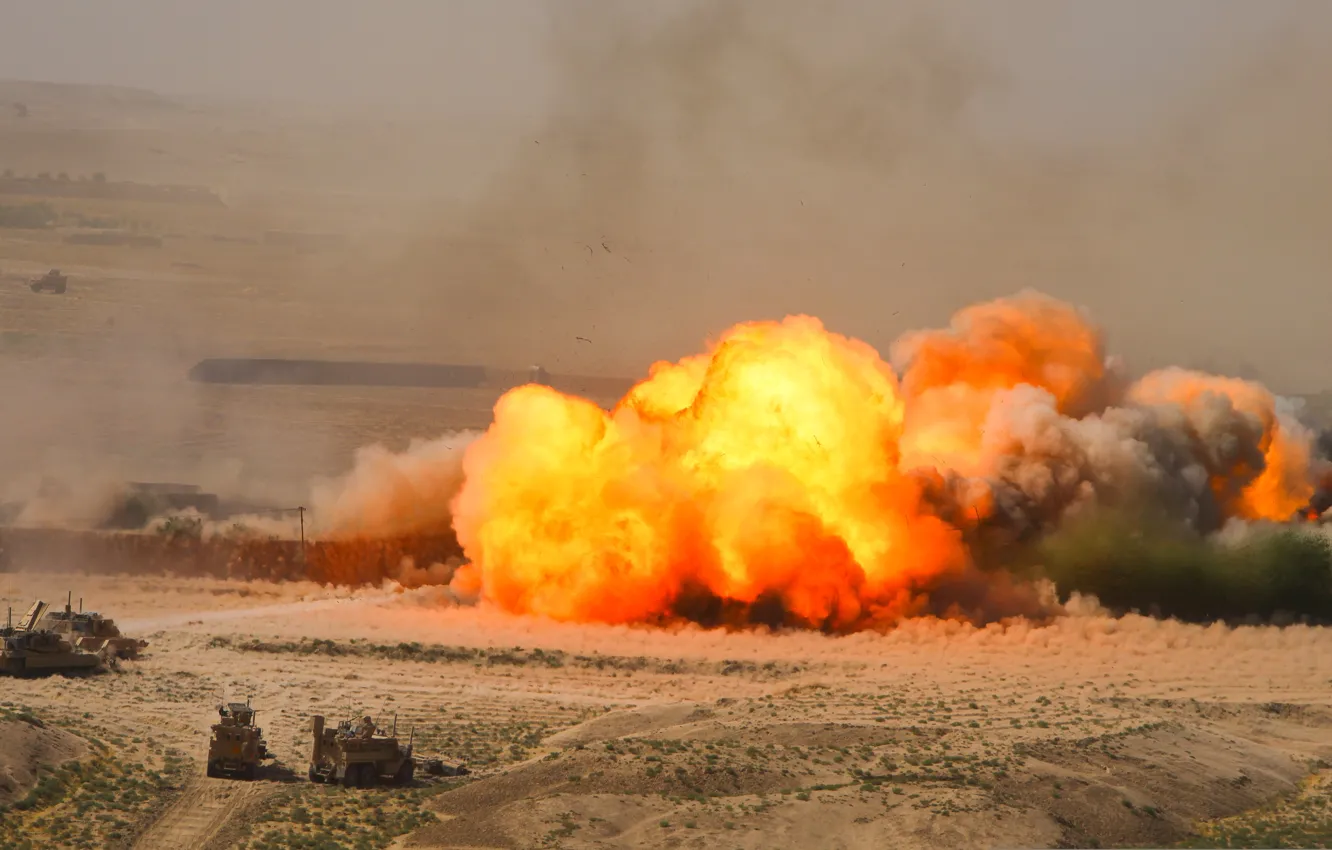 Photo wallpaper the explosion, tank, explosion, Afghanistan, Abrams, Abrams, Afghanistan