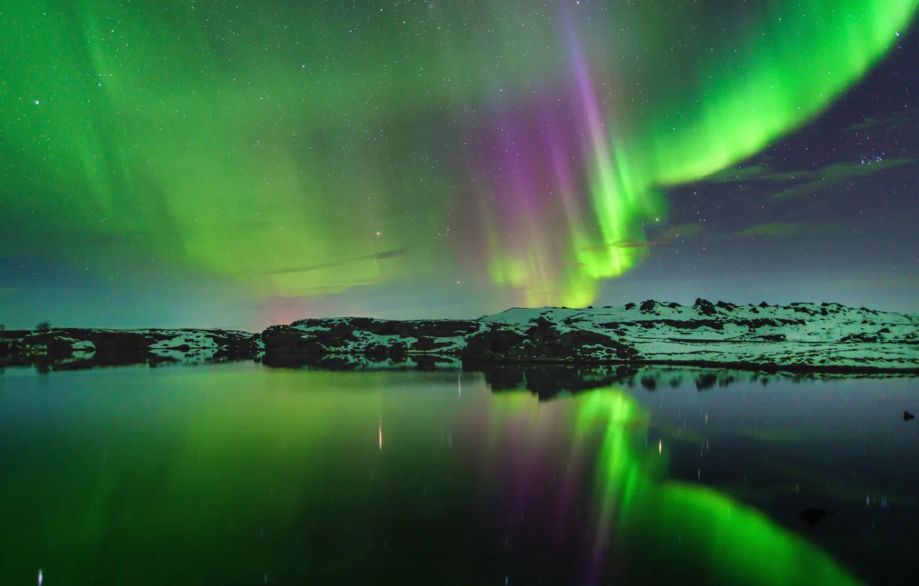 Photo wallpaper landscape, nature, winter, Iceland, Workshop, Lake Mývatn