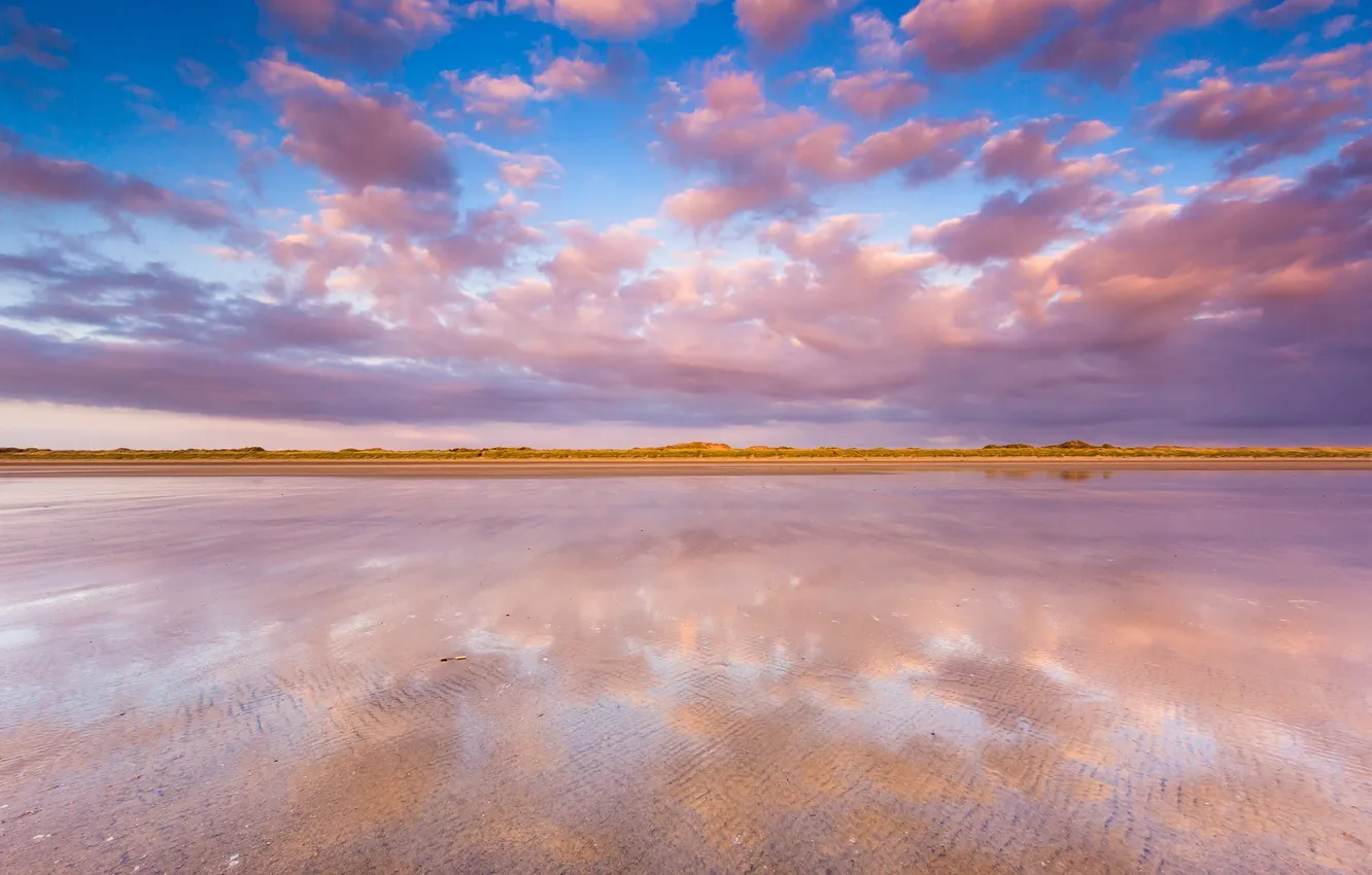 Photo wallpaper lake, river, shore, horizon, stranded