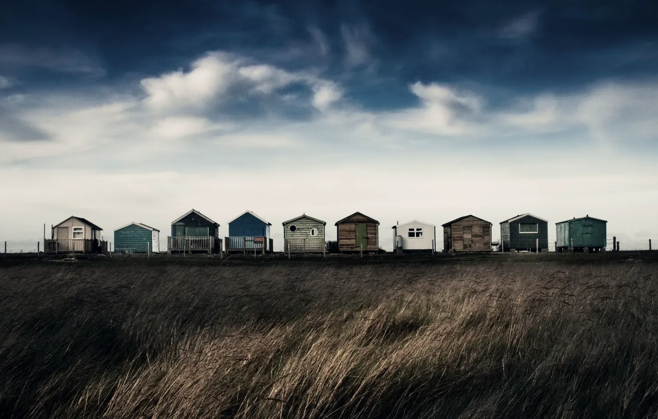 Photo wallpaper light, colour, Beach Huts, Seasalter