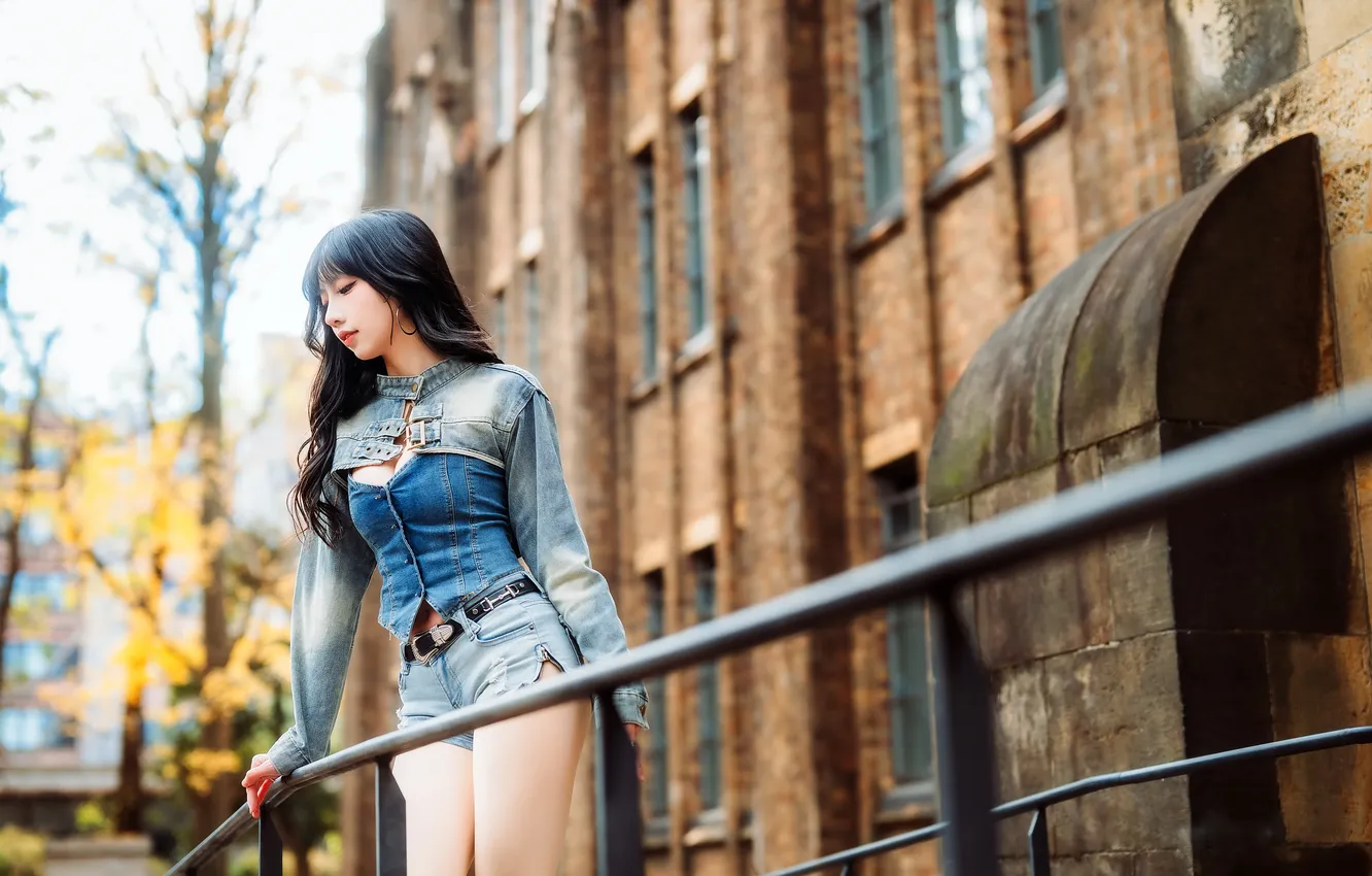 Photo wallpaper girl, the city, Asian
