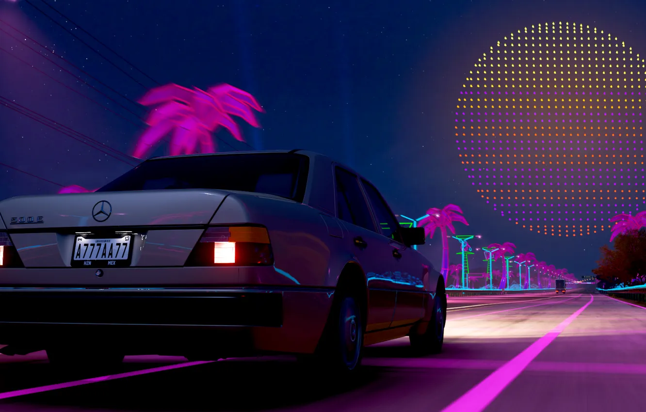 Photo wallpaper Mercedes-Benz, Mercedes, Mercedes, the top, e500, horizon, forza, w124