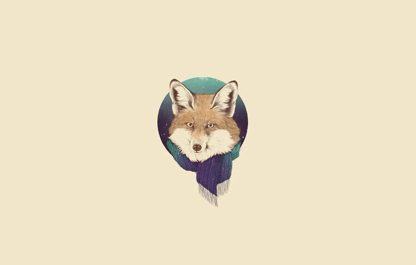 Photo wallpaper minimalism, scarf, art, Fox