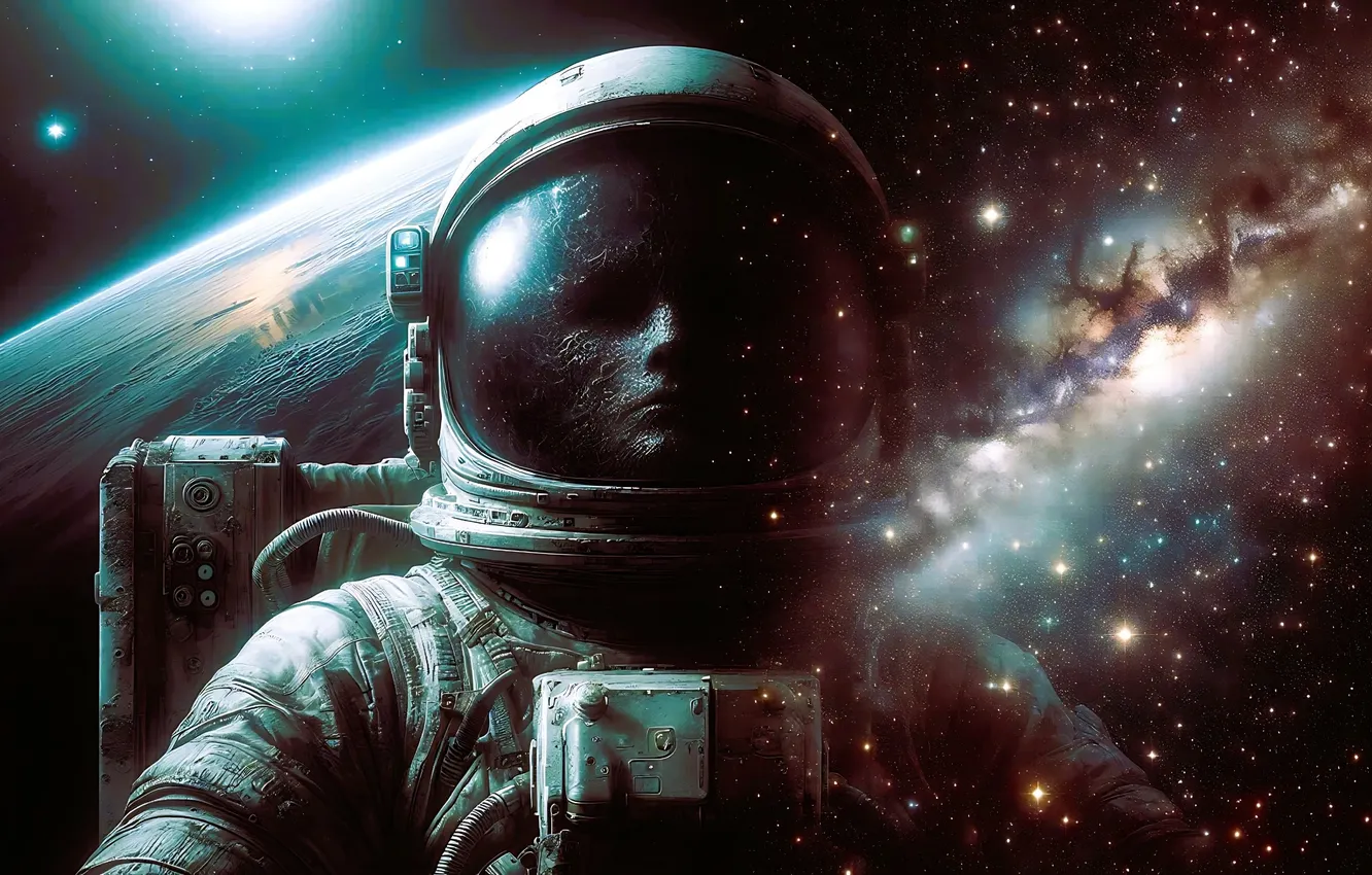 Photo wallpaper the sky, space, night, face, lights, death, fiction, planet