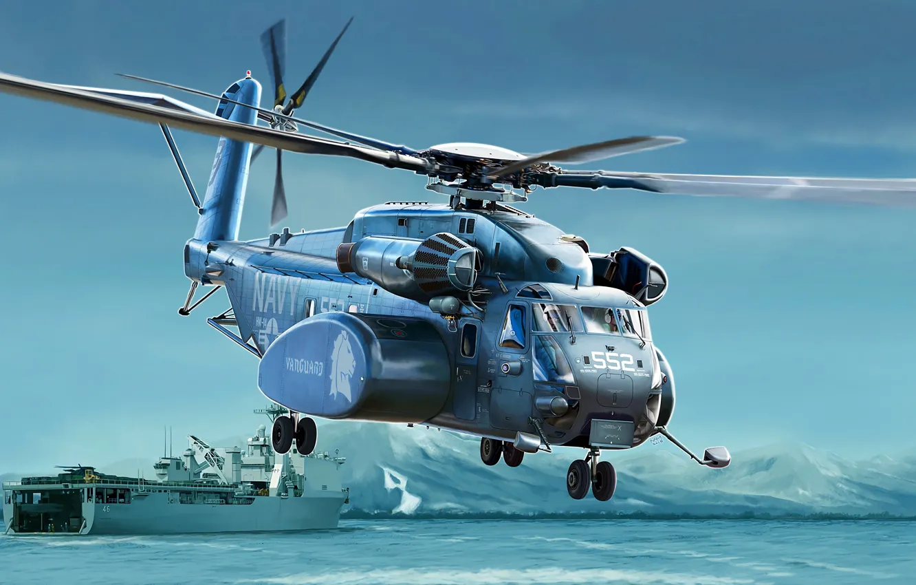 Photo wallpaper USA, Helicopter, US Navy, MH-53E, Sea Dragon
