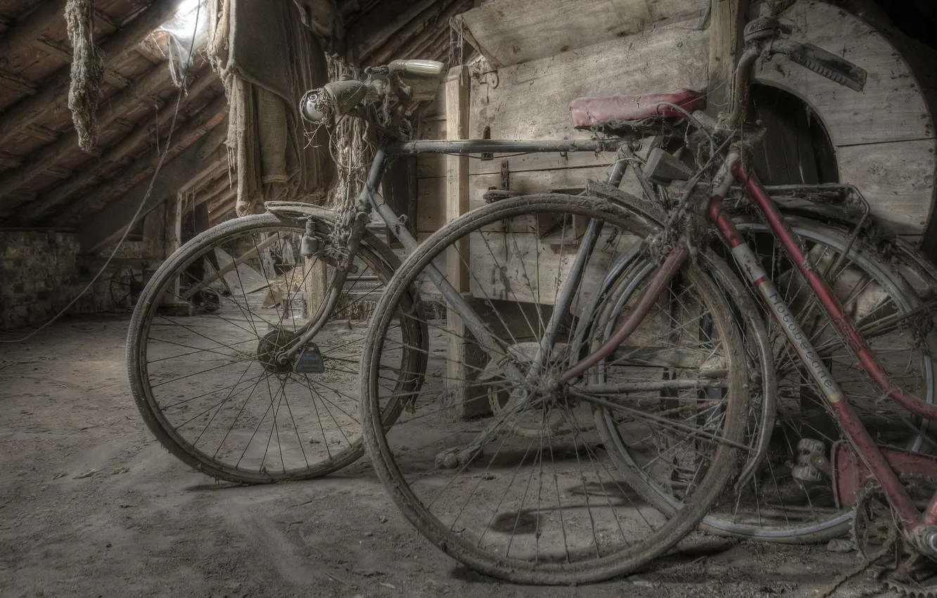Photo wallpaper background, bikes, attic