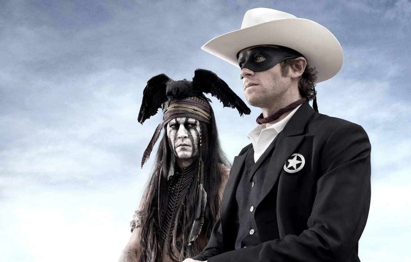 Photo wallpaper Johnny Depp, Johnny Depp, Wild West, Western, The Lone Ranger, Armie Hammer, The lone Ranger, …