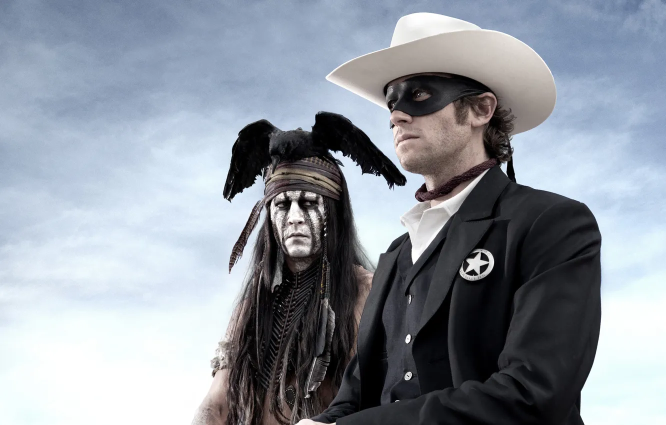 Photo wallpaper Johnny Depp, Johnny Depp, Western, wild West, The Lone Ranger, Armie Hammer, The lone Ranger, …