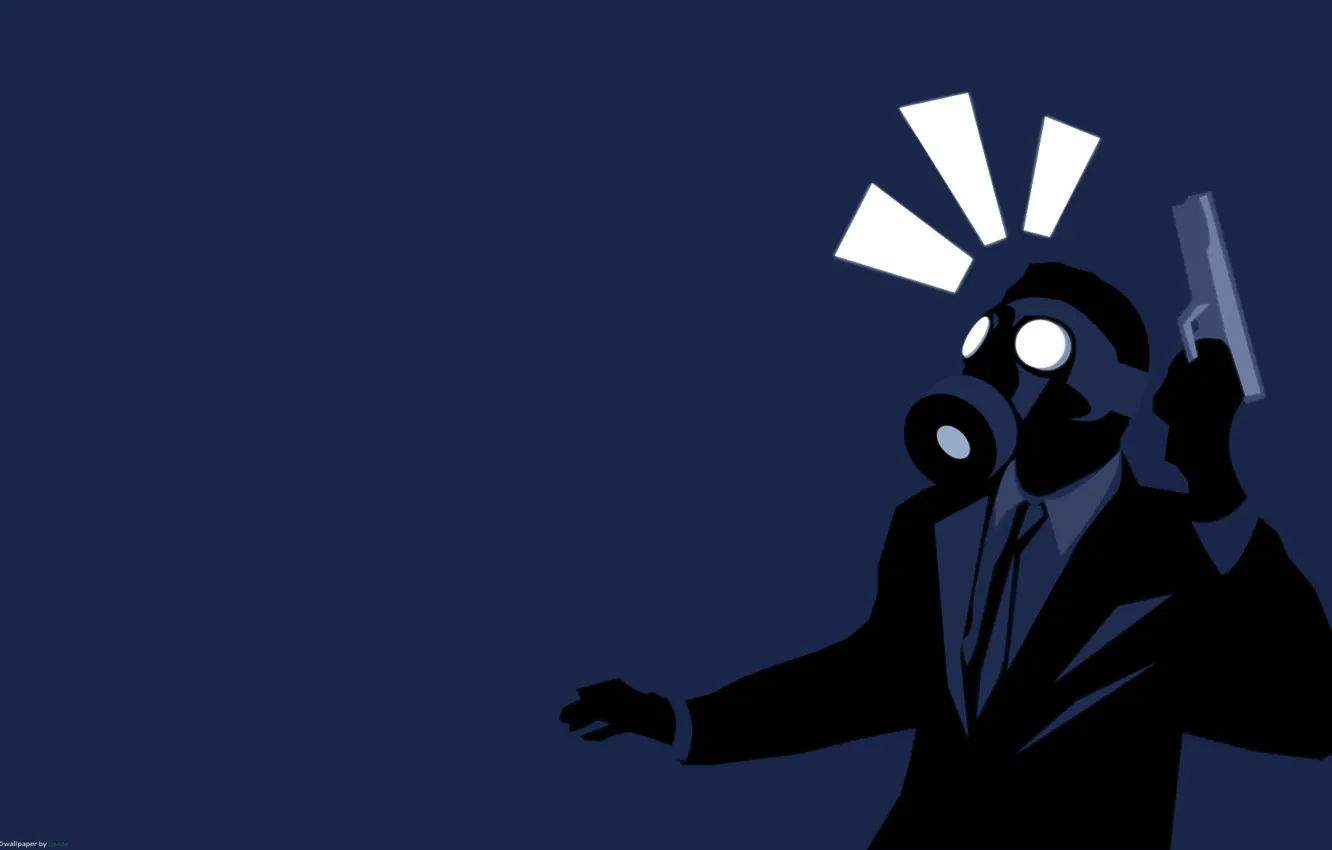 Photo wallpaper gun, people, gas mask, tuxedo