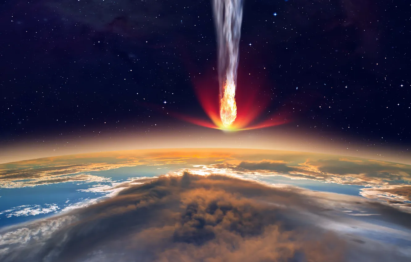 Photo wallpaper end, impact, danger, apocalypse, meteor, comet, Image, catastrophe