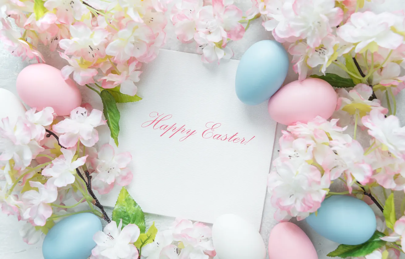 Photo wallpaper flowers, Easter, flowers, spring, Easter, eggs, Happy