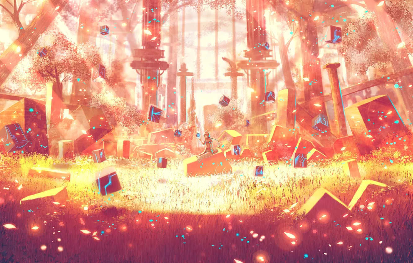 Photo wallpaper girl, fantasy, Cuba, garden, soars