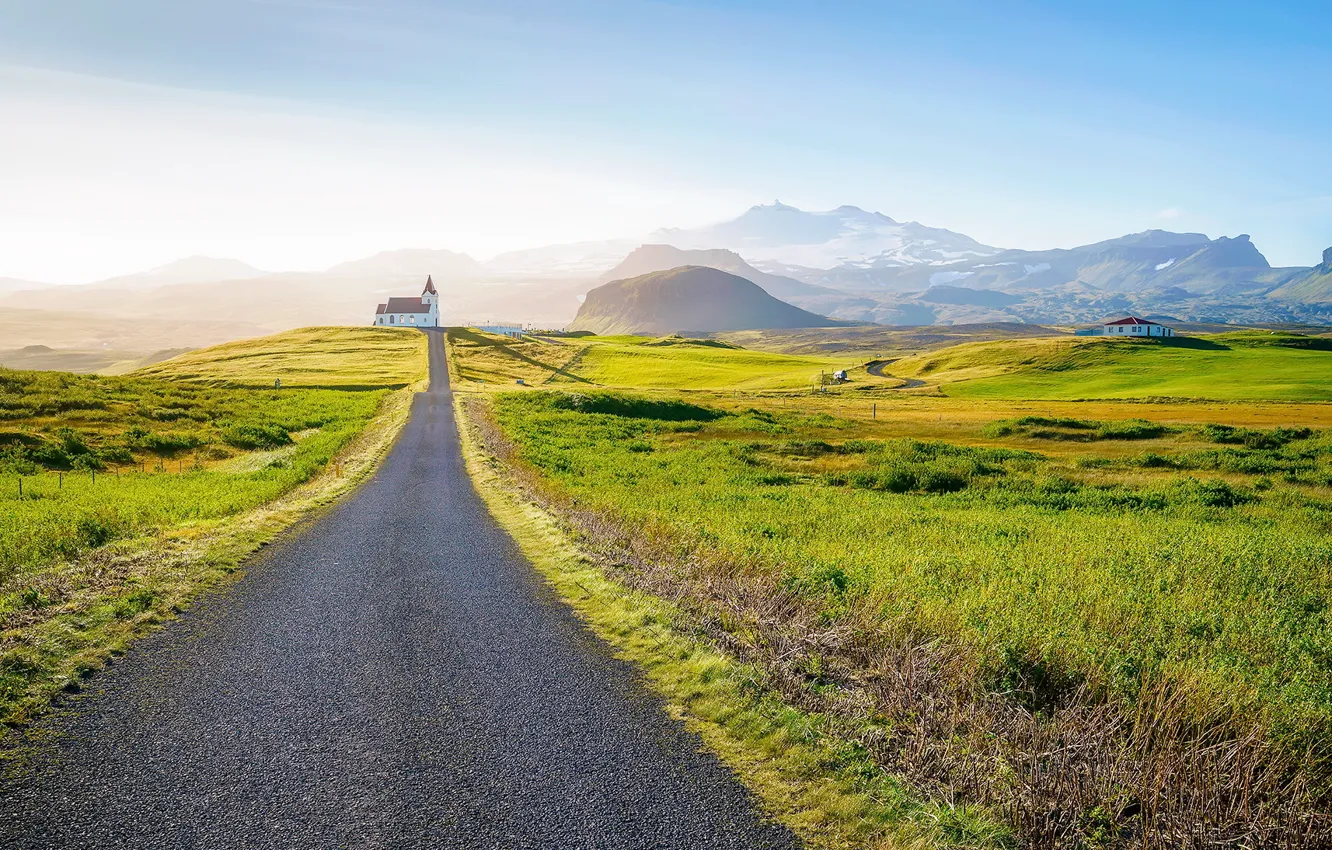 Photo wallpaper Iceland, Snaefellsnes County, Ingjaldsholl Lutheran Church