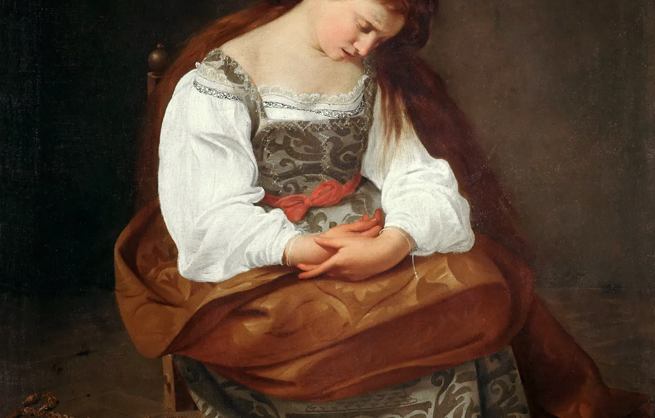 Photo wallpaper girl, portrait, Caravaggio, Mary Magdalene