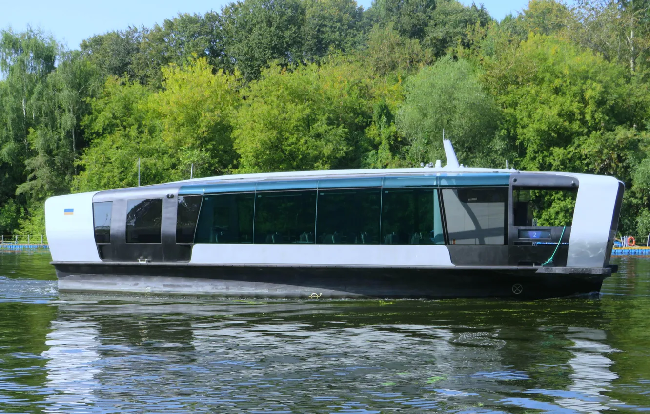 Photo wallpaper pier, the waterbus, electric ship