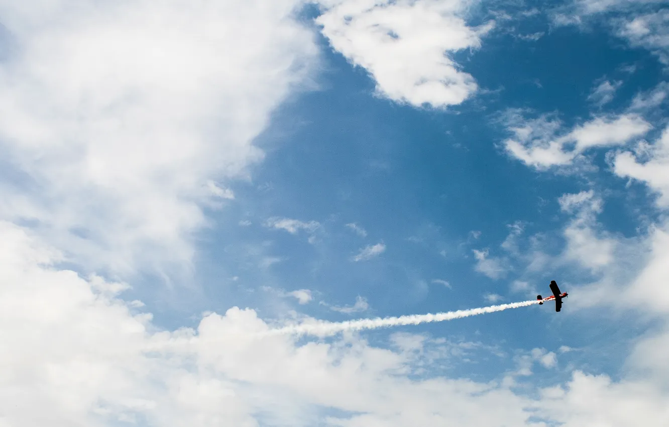 Photo wallpaper the sky, clouds, flight, train, the plane, Maize