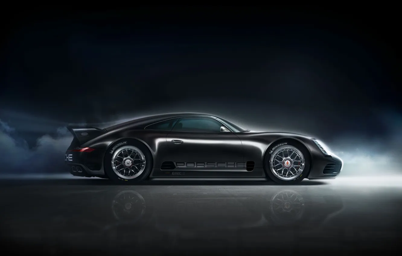 Photo wallpaper black, art, Porsche, Michelin