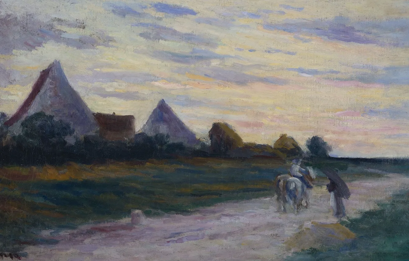 Photo wallpaper landscape, picture, Maximilien Luce, Maximilien Luce, Road Scene