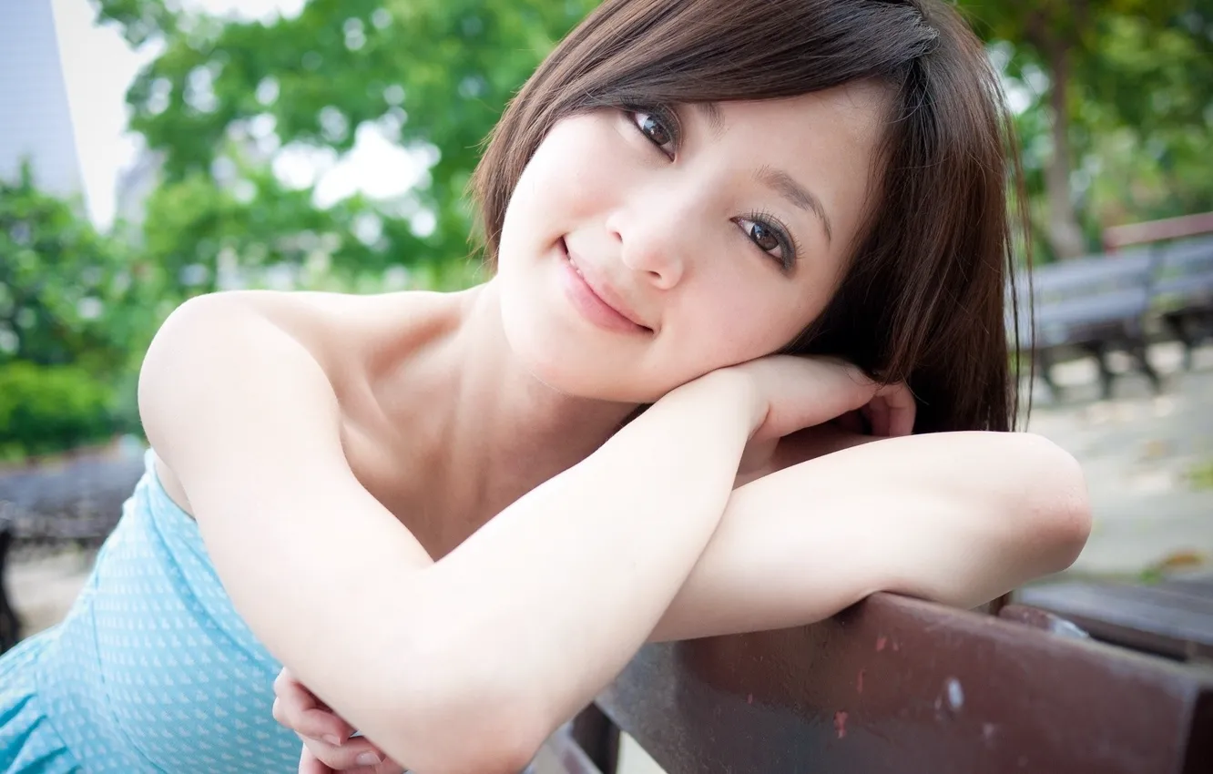 Photo wallpaper Girl, Asian, Model, Smile, Beauty, Outside, Mikako Zhang Kaijie