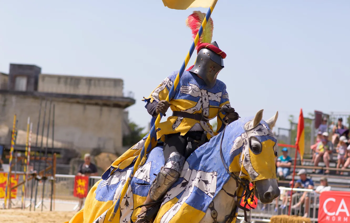 Photo wallpaper horse, armor, knight, the fight