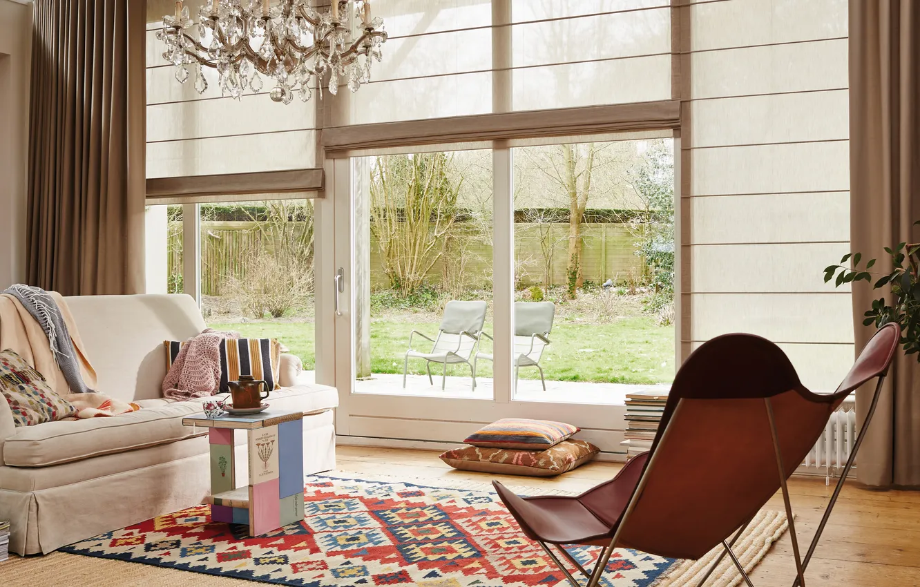 Photo wallpaper design, room, interior, chair, sofa, retro style, living room, cozy