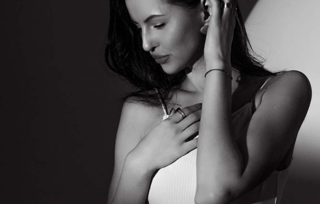 Photo wallpaper model, black and white, Veronica, Anastasia Kazakova