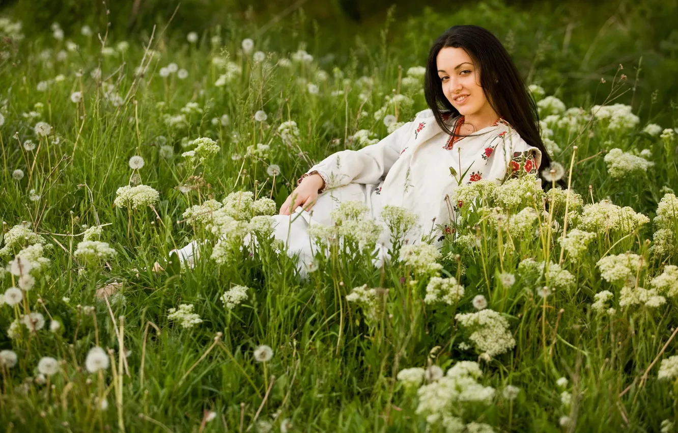 Photo wallpaper girl, nature, beauty