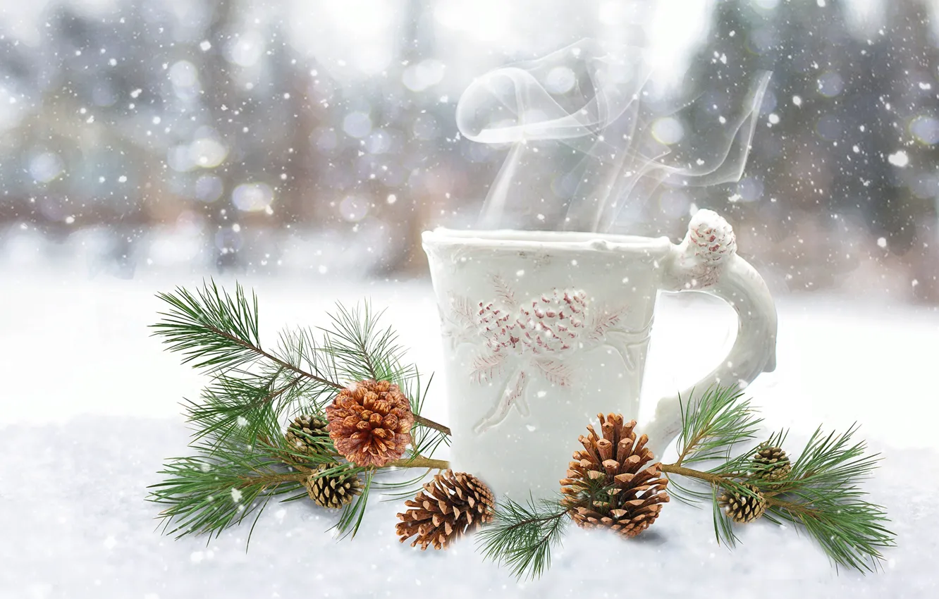 Photo wallpaper winter, couples, mug, Cup, New year, Christmas, bumps, New Year