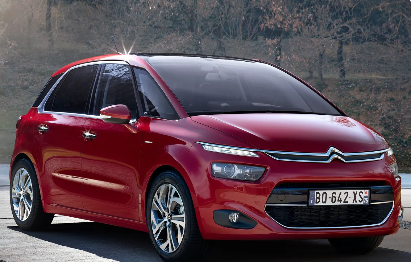 Photo wallpaper machine, red, Citroen, the front, Picasso