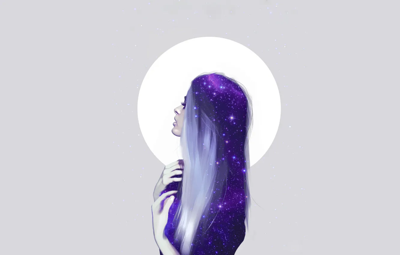 Photo wallpaper girl, stars, profile