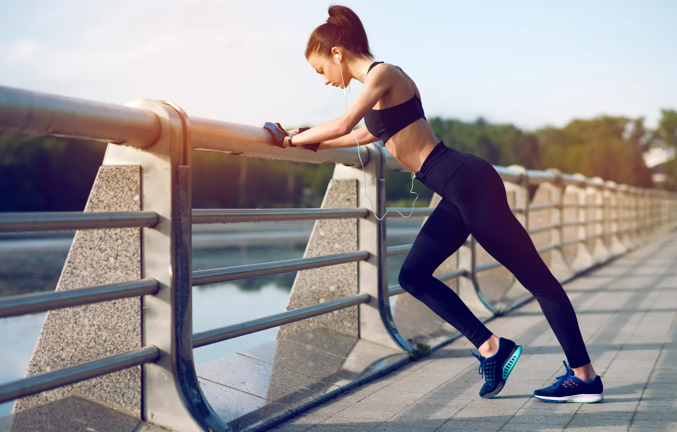 Photo wallpaper girl, sports, sneakers, sportswear, warm-up, Sweetheart