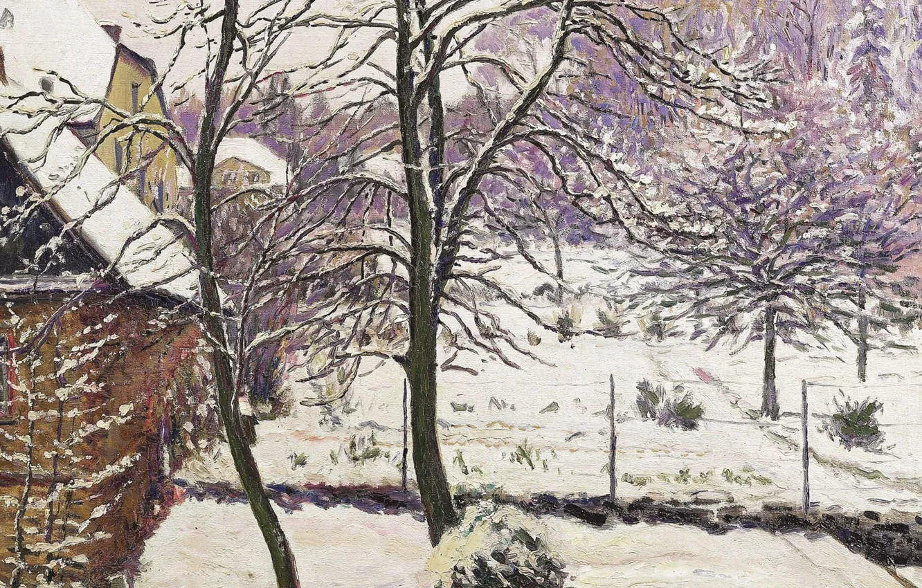 Photo wallpaper winter, landscape, picture, Gustave Cariot, Gustave Cairo, Garden under Snow