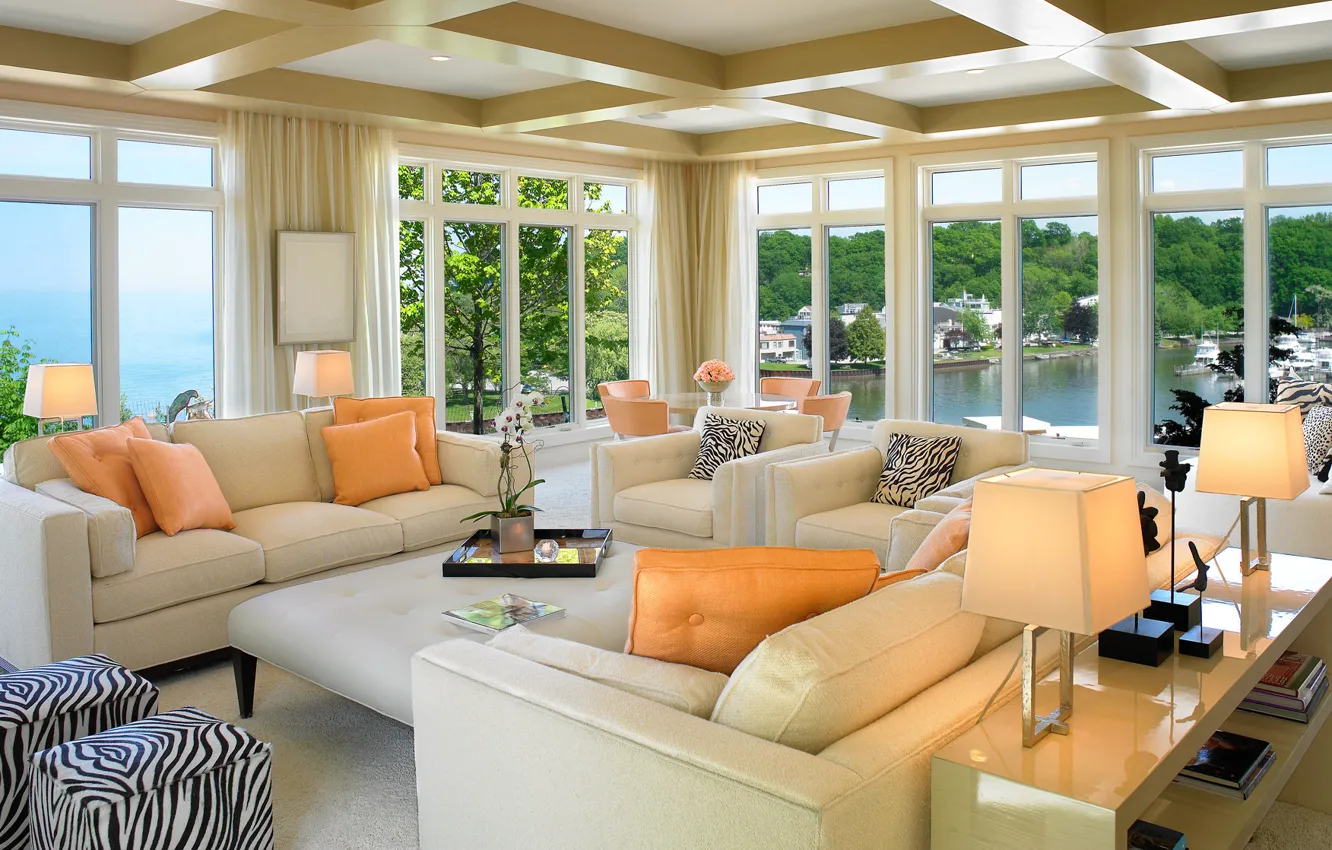 Photo wallpaper design, style, Villa, home, interior, living room, living room