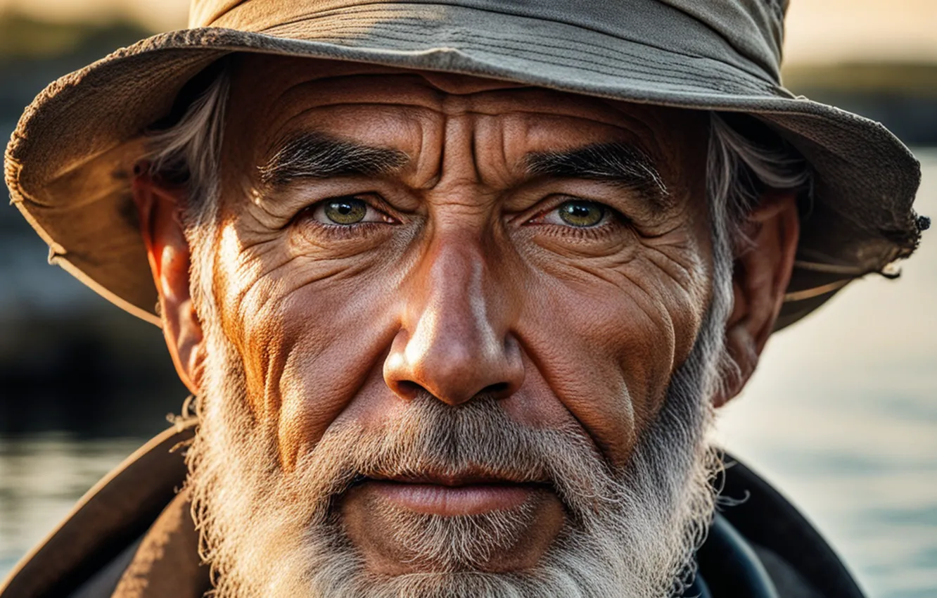 Photo wallpaper face, the old man