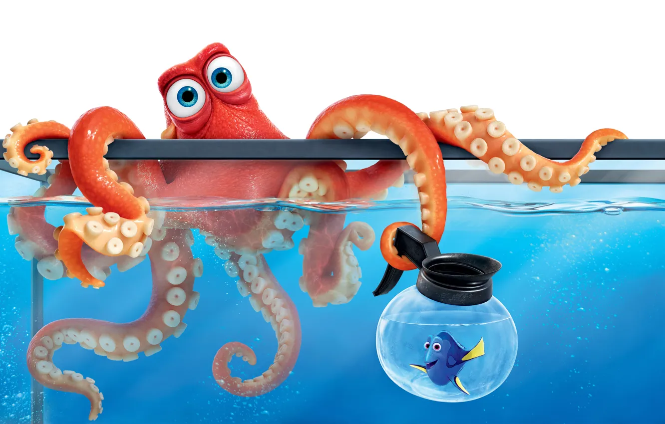 Photo wallpaper cartoon, aquarium, fish, octopus, Dori, Finding Dory, In finding Dory
