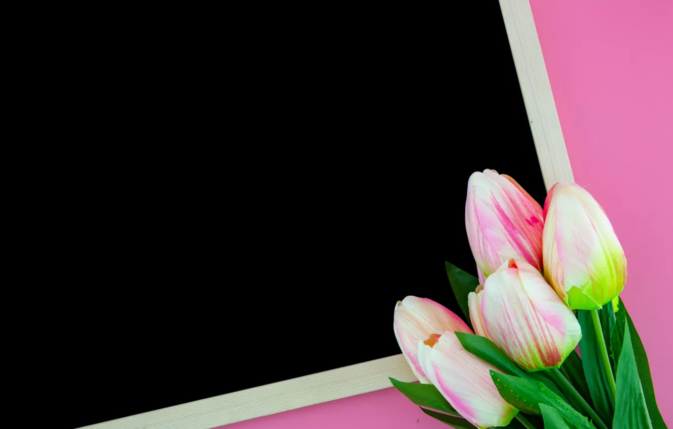 Photo wallpaper flowers, background, bouquet, tulips, Board