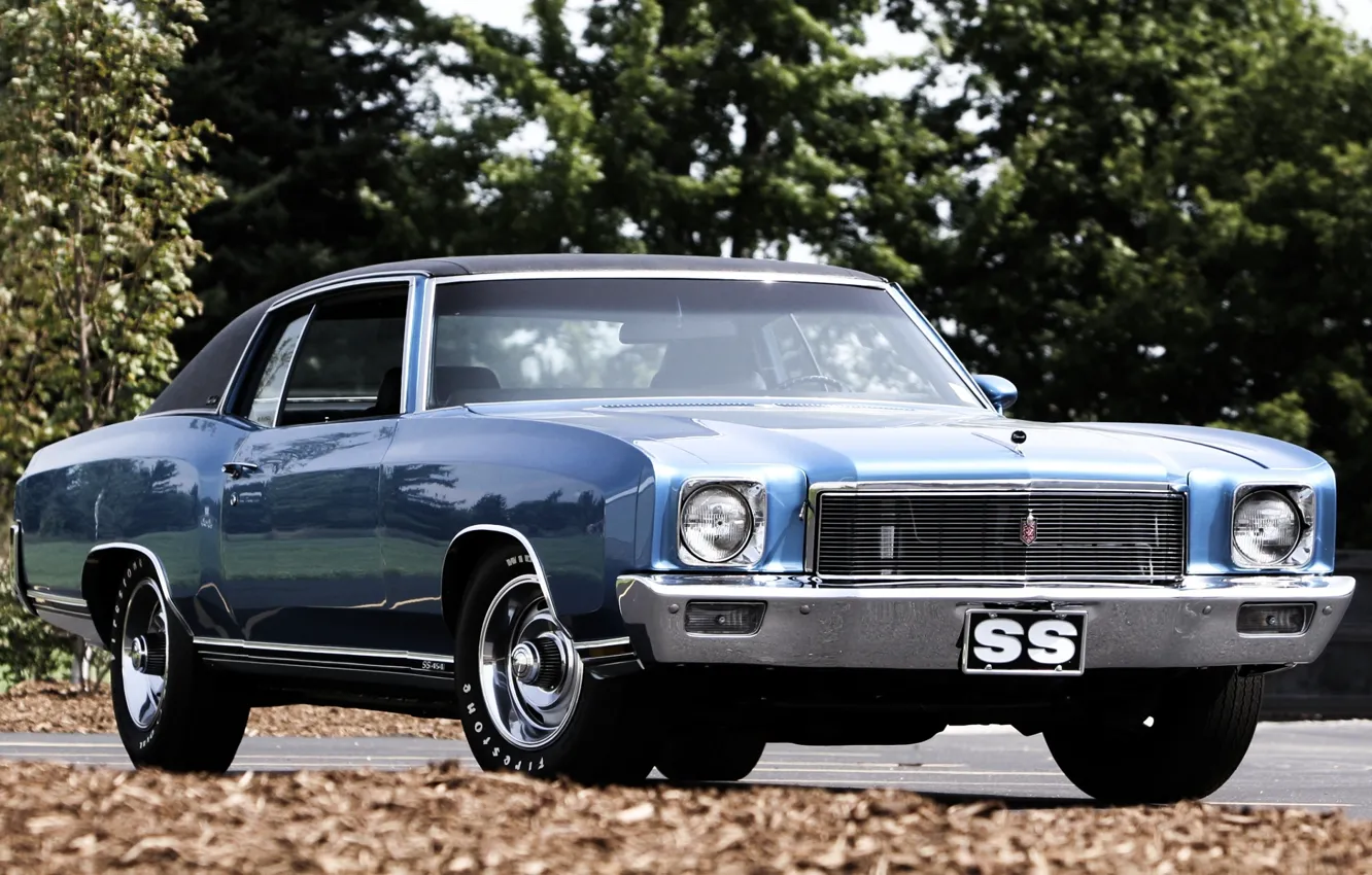 Photo wallpaper blue, Chevrolet, Chevrolet, 1971, the front, 454, Muscle car, Muscle car