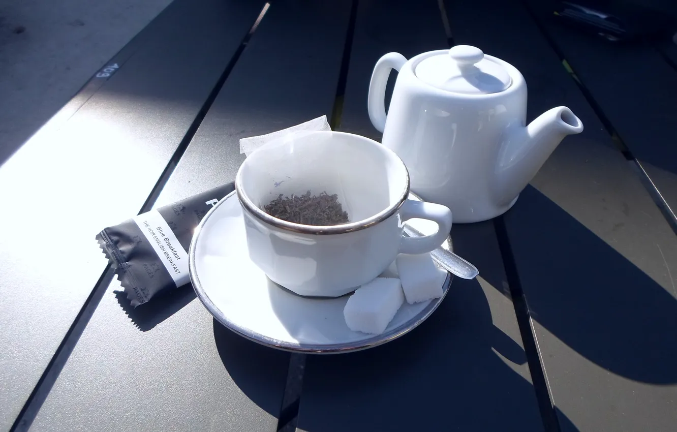 Photo wallpaper cup, sugar, tea, teapot, saucer
