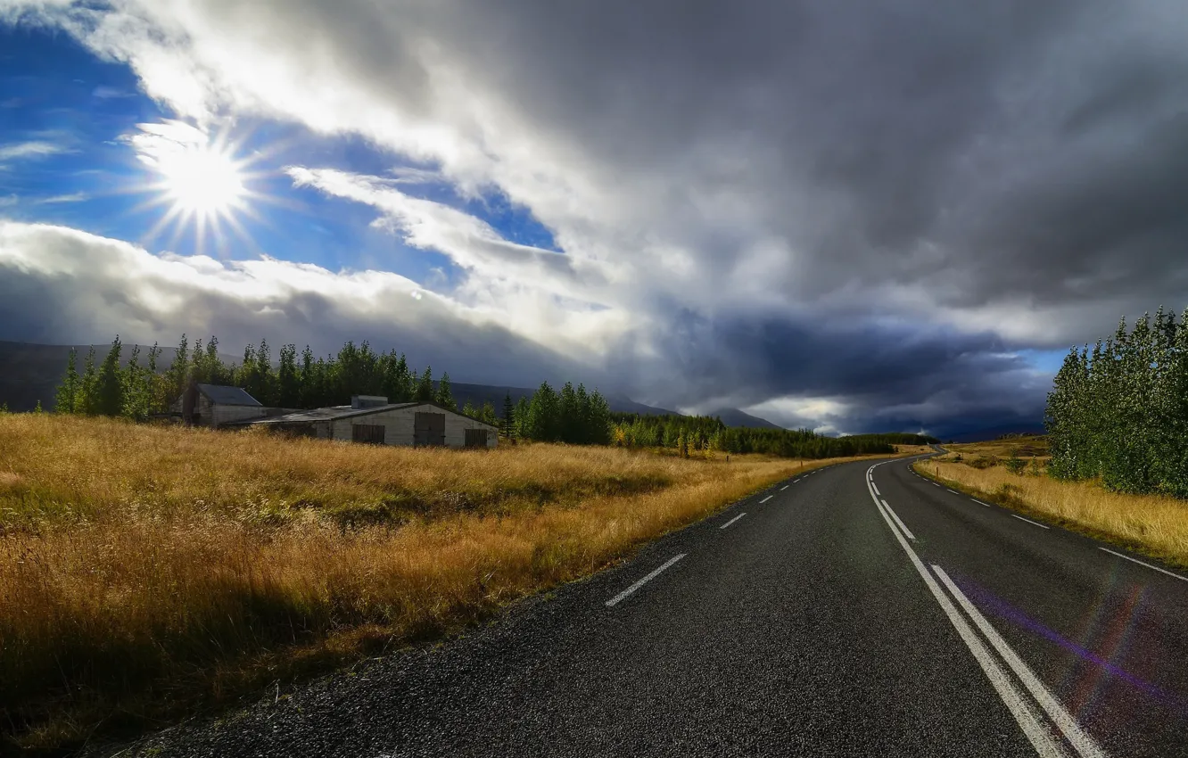 Photo wallpaper road, summer, the sky