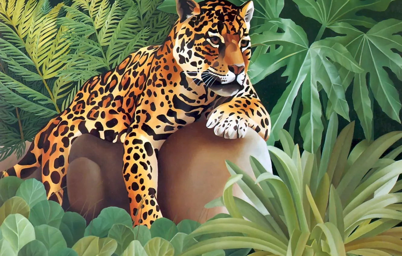 Photo wallpaper picture, jungle, Jaguar, Canadian artist, Laura Regan, Laura Regan