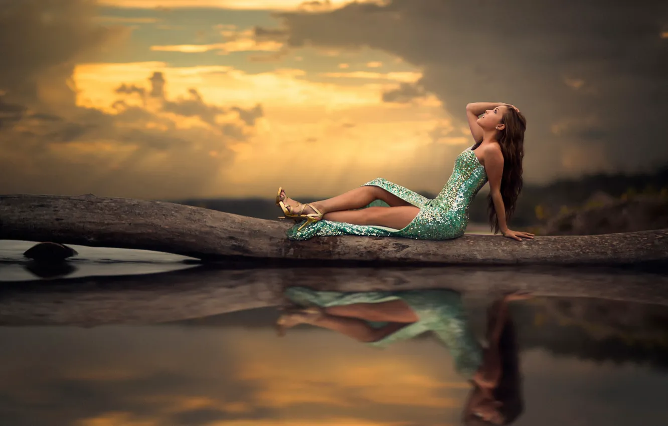 Photo wallpaper water, reflection, dress, legs, Mermaid