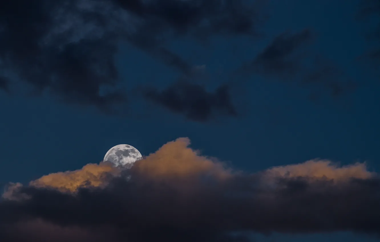 Photo wallpaper the sky, clouds, light, clouds, the moon