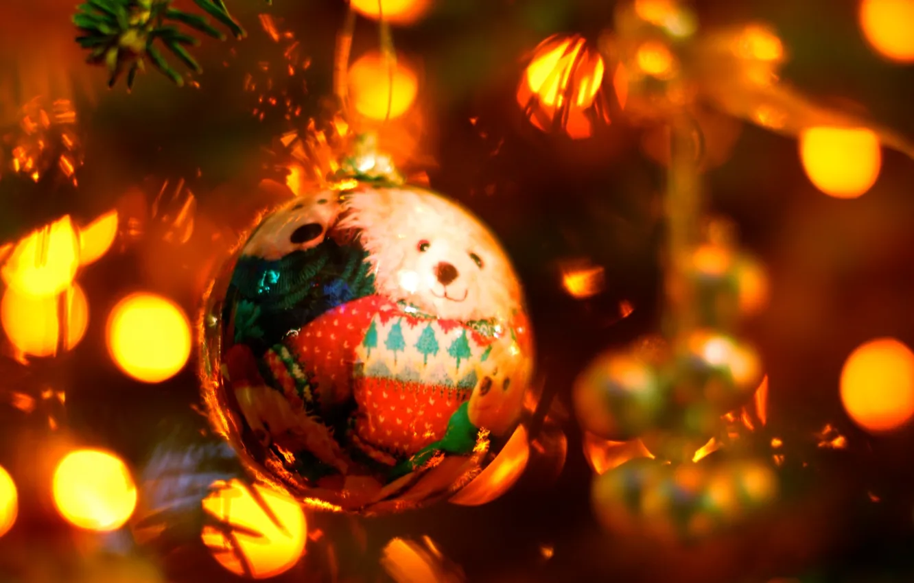 Photo wallpaper lights, mood, holiday, toy, tree, new year, garland