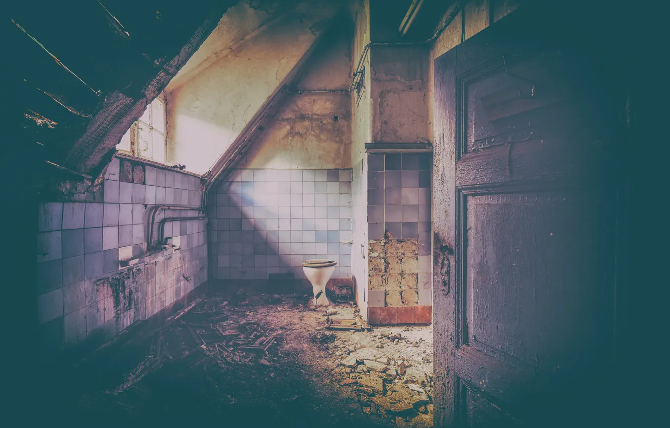 Photo wallpaper light, window, inside, room, door, toilet, decay