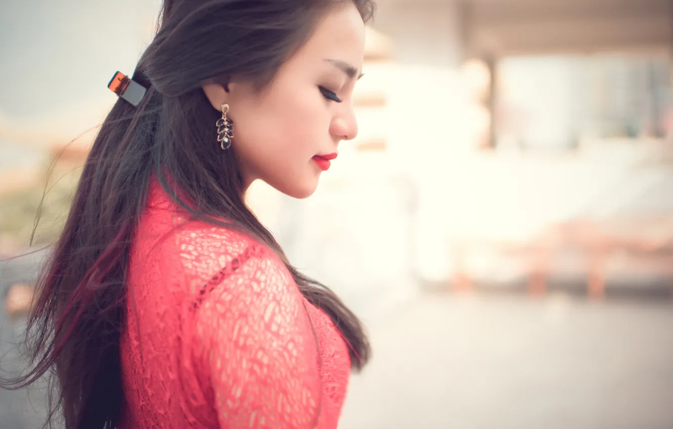 Photo wallpaper girl, profile, Asian
